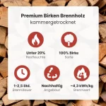 Kaminholz Birke kammergetrocknet | 1 RM – Bild 2