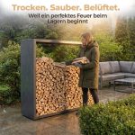 Kaminholzregal sortiQ Metall Holzlager, 170 × 165 cm, Stahl feuerverzinkt und pulverbeschichtet, DB703 Eisenglimmer, inkl. Stellfüße, korrosionsgeschützt und witterungsbeständig – Bild 5