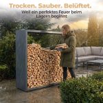 Kaminholzregal sortiQ Metall Holzlager, 170 × 165 cm, Stahl feuerverzinkt und pulverbeschichtet, DB701 Silberglimmer, inkl. Stellfüße, korrosionsgeschützt und witterungsbeständig – Bild 5