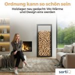 Kaminholzregal sortiQ Metall Holzlager, 90 × 165 cm, Stahl feuerverzinkt und pulverbeschichtet, DB703 Eisenglimmer, inkl. Stellfüße, korrosionsgeschützt und witterungsbeständig – Bild 3