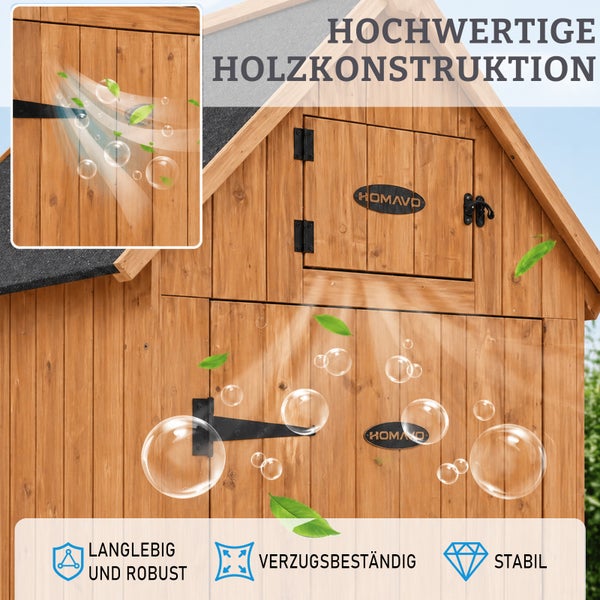 05d05595-d1ec-44d5-be5d-bc419289f6a5.jpg HOMAVO Gerätehaus Holz mit Kaminholzregal & UV-Schutz Pultdach, Gartenhaus Holz mit Boden, 131 × 54.3 × 179 cm, Geräteschuppen für Garten, Terrasse, Hinterhof, Rasen – Bild 5