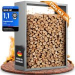 Kaminholzregal sortiQ Metall Holzlager, 130 × 165 cm, Stahl feuerverzinkt und pulverbeschichtet, DB701 Silberglimmer, inkl. Stellfüße, korrosionsgeschützt und witterungsbeständig