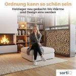 Kaminholzregal sortiQ Metall Holzlager, 130 × 145 cm, Stahl feuerverzinkt und pulverbeschichtet, DB701 Silberglimmer, inkl. Stellfüße, korrosionsgeschützt und witterungsbeständig – Bild 3