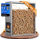 Kaminholzregal sortiQ Metall Holzlager, 130 × 145 cm, Stahl feuerverzinkt und pulverbeschichtet, DB701 Silberglimmer, inkl. Stellfüße, korrosionsgeschützt und witterungsbeständig