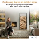 Kaminholzregal sortiQ Metall Holzlager, 170 × 145 cm, Stahl feuerverzinkt und pulverbeschichtet, DB701 Silberglimmer, inkl. Stellfüße, korrosionsgeschützt und witterungsbeständig – Bild 3
