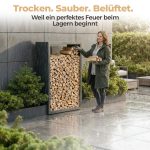 Kaminholzregal sortiQ Metall Holzlager, 90 × 145 cm, Stahl feuerverzinkt und pulverbeschichtet, RAL7016, inkl. Stellfüße, korrosionsgeschützt und witterungsbeständig – Bild 5