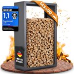 Kaminholzregal sortiQ Metall Holzlager, 90 × 145 cm, Stahl feuerverzinkt und pulverbeschichtet, DB703 Eisenglimmer, inkl. Stellfüße, korrosionsgeschützt und witterungsbeständig