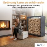 Kaminholzregal sortiQ Metall Holzlager, 130 × 145 cm, Stahl feuerverzinkt und pulverbeschichtet, RAL7016, inkl. Stellfüße, korrosionsgeschützt und witterungsbeständig – Bild 3