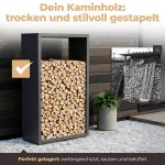 Kaminholzregal sortiQ Metall Holzlager, 90 × 145 cm, Stahl feuerverzinkt und pulverbeschichtet, DB703 Eisenglimmer, inkl. Stellfüße, korrosionsgeschützt und witterungsbeständig – Bild 2