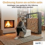 Kaminholzregal sortiQ Metall Holzlager, 170 × 165 cm, Stahl feuerverzinkt und pulverbeschichtet, DB703 Eisenglimmer, inkl. Stellfüße, korrosionsgeschützt und witterungsbeständig – Bild 3