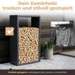Kaminholzregal sortiQ Metall Holzlager, 90 × 145 cm, Stahl feuerverzinkt und pulverbeschichtet, RAL7016, inkl. Stellfüße, korrosionsgeschützt und witterungsbeständig – Bild 2