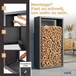 Kaminholzregal sortiQ Metall Holzlager, 90 × 165 cm, Stahl feuerverzinkt und pulverbeschichtet, DB703 Eisenglimmer, inkl. Stellfüße, korrosionsgeschützt und witterungsbeständig – Bild 7
