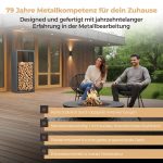 Kaminholzregal sortiQ Metall Holzlager, 90 × 145 cm, Stahl feuerverzinkt und pulverbeschichtet, DB703 Eisenglimmer, inkl. Stellfüße, korrosionsgeschützt und witterungsbeständig – Bild 4