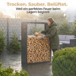 Kaminholzregal sortiQ Metall Holzlager, 130 × 165 cm, Stahl feuerverzinkt und pulverbeschichtet, DB703 Eisenglimmer, inkl. Stellfüße, korrosionsgeschützt und witterungsbeständig – Bild 5