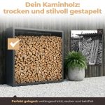 Kaminholzregal sortiQ Metall Holzlager, 170 × 145 cm, Stahl feuerverzinkt und pulverbeschichtet, DB703 Eisenglimmer, inkl. Stellfüße, korrosionsgeschützt und witterungsbeständig – Bild 2