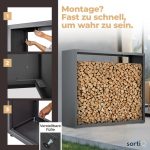Kaminholzregal sortiQ Metall Holzlager, 170 × 145 cm, Stahl feuerverzinkt und pulverbeschichtet, DB703 Eisenglimmer, inkl. Stellfüße, korrosionsgeschützt und witterungsbeständig – Bild 7