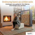 Kaminholzregal sortiQ Metall Holzlager, 170 × 165 cm, Stahl feuerverzinkt und pulverbeschichtet, RAL7016, inkl. Stellfüße, korrosionsgeschützt und witterungsbeständig – Bild 3