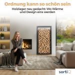 Kaminholzregal sortiQ Metall Holzlager, 90 × 145 cm, Stahl feuerverzinkt und pulverbeschichtet, RAL7016, inkl. Stellfüße, korrosionsgeschützt und witterungsbeständig – Bild 3