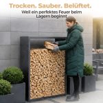 Kaminholzregal sortiQ Metall Holzlager, 130 × 145 cm, Stahl feuerverzinkt und pulverbeschichtet, RAL7016, inkl. Stellfüße, korrosionsgeschützt und witterungsbeständig – Bild 5