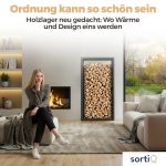 Kaminholzregal sortiQ Metall Holzlager, 90 × 145 cm, Stahl feuerverzinkt und pulverbeschichtet, DB703 Eisenglimmer, inkl. Stellfüße, korrosionsgeschützt und witterungsbeständig – Bild 3