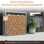 Kaminholzregal sortiQ Metall Holzlager, 170 × 165 cm, Stahl feuerverzinkt und pulverbeschichtet, DB701 Silberglimmer, inkl. Stellfüße, korrosionsgeschützt und witterungsbeständig – Bild 2