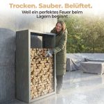 Kaminholzregal sortiQ Metall Holzlager, 90 × 165 cm, Stahl feuerverzinkt und pulverbeschichtet, DB701 Silberglimmer, inkl. Stellfüße, korrosionsgeschützt und witterungsbeständig – Bild 5