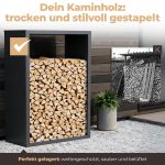 Kaminholzregal sortiQ Metall Holzlager, 130 × 165 cm, Stahl feuerverzinkt und pulverbeschichtet, RAL7016, inkl. Stellfüße, korrosionsgeschützt und witterungsbeständig – Bild 2