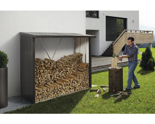 as.161927825.jpg Kaminholzunterstand Biohort WoodStock 230 229 x 102 x 199 cm dunkelgrau-metallic – Bild 1