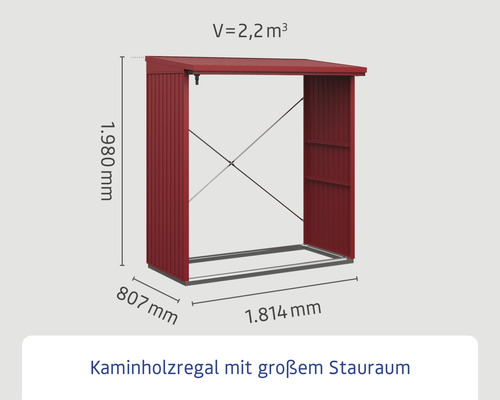 as.45034630.jpg Kaminholzunterstand Hörmann EcoStar Trend-V Typ 2 181,4 x 102,5 x 198,0 cm purpurrot – Bild 4