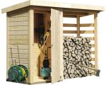Kaminholzunterstand Karibu mit Abstellraum, inkl. selbstklebende Dachfolie 260 x 92 x 188 cm natur – Bild 2