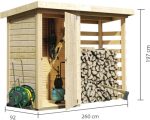 Kaminholzunterstand Karibu mit Abstellraum, inkl. selbstklebende Dachfolie 260 x 92 x 188 cm natur – Bild 3