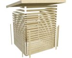 Kaminholzunterstand Karibu mit Abstellraum, inkl. selbstklebende Dachfolie 260 x 92 x 188 cm natur – Bild 12