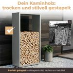 Kaminholzregal sortiQ Metall Holzlager, 170 × 145 cm, Stahl feuerverzinkt und pulverbeschichtet, DB701 Silberglimmer, inkl. Stellfüße, korrosionsgeschützt und witterungsbeständig – Bild 2