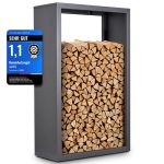 Kaminholzregal sortiQ Metall Holzlager, 130 × 165 cm, Stahl feuerverzinkt und pulverbeschichtet, DB703 Eisenglimmer, inkl. Stellfüße, korrosionsgeschützt und witterungsbeständig