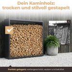 Kaminholzregal sortiQ Metall Holzlager, 170 × 145 cm, Stahl feuerverzinkt und pulverbeschichtet, RAL7016, inkl. Stellfüße, korrosionsgeschützt und witterungsbeständig – Bild 2