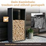 Kaminholzregal sortiQ Metall Holzlager, 90 × 165 cm, Stahl feuerverzinkt und pulverbeschichtet, DB703 Eisenglimmer, inkl. Stellfüße, korrosionsgeschützt und witterungsbeständig – Bild 2
