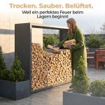 Kaminholzregal sortiQ Metall Holzlager, 170 × 145 cm, Stahl feuerverzinkt und pulverbeschichtet, DB703 Eisenglimmer, inkl. Stellfüße, korrosionsgeschützt und witterungsbeständig – Bild 5