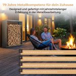 Kaminholzregal sortiQ Metall Holzlager, 130 × 165 cm, Stahl feuerverzinkt und pulverbeschichtet, DB703 Eisenglimmer, inkl. Stellfüße, korrosionsgeschützt und witterungsbeständig – Bild 4