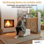 Kaminholzregal sortiQ Metall Holzlager, 170 × 165 cm, Stahl feuerverzinkt und pulverbeschichtet, DB701 Silberglimmer, inkl. Stellfüße, korrosionsgeschützt und witterungsbeständig – Bild 3