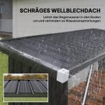 Outsunny Brennholzunterstand erhöhtes Brennholzregal mit Pultdach Schnelle Montage Kaminholzunterstand Metall Holz Lager Brennholzlager Garten Holzlager für Kaminholz Dunkelgrau – Bild 6
