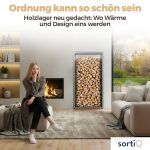 Kaminholzregal sortiQ Metall Holzlager, 90 × 145 cm, Stahl feuerverzinkt und pulverbeschichtet, DB701 Silberglimmer, inkl. Stellfüße, korrosionsgeschützt und witterungsbeständig – Bild 3