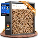 Kaminholzregal sortiQ Metall Holzlager, 130 × 145 cm, Stahl feuerverzinkt und pulverbeschichtet, RAL7016, inkl. Stellfüße, korrosionsgeschützt und witterungsbeständig