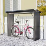 Outsunny Brennholzunterstand erhöhtes Brennholzregal mit Pultdach Schnelle Montage Kaminholzunterstand Metall Holz Lager Brennholzlager Garten Holzlager für Kaminholz Dunkelgrau – Bild 7
