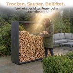 Kaminholzregal sortiQ Metall Holzlager, 170 × 165 cm, Stahl feuerverzinkt und pulverbeschichtet, RAL7016, inkl. Stellfüße, korrosionsgeschützt und witterungsbeständig – Bild 5
