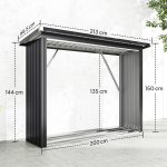 Outsunny Brennholzunterstand erhöhtes Brennholzregal mit Pultdach Schnelle Montage Kaminholzunterstand Metall Holz Lager Brennholzlager Garten Holzlager für Kaminholz Dunkelgrau – Bild 3