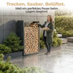 Kaminholzregal sortiQ Metall Holzlager, 90 × 145 cm, Stahl feuerverzinkt und pulverbeschichtet, DB703 Eisenglimmer, inkl. Stellfüße, korrosionsgeschützt und witterungsbeständig – Bild 5