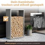 Kaminholzregal sortiQ Metall Holzlager, 90 × 145 cm, Stahl feuerverzinkt und pulverbeschichtet, DB701 Silberglimmer, inkl. Stellfüße, korrosionsgeschützt und witterungsbeständig – Bild 2