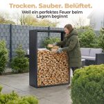 Kaminholzregal sortiQ Metall Holzlager, 130 × 165 cm, Stahl feuerverzinkt und pulverbeschichtet, RAL7016, inkl. Stellfüße, korrosionsgeschützt und witterungsbeständig – Bild 5