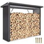 Outsunny Brennholzunterstand erhöhtes Brennholzregal mit Pultdach Schnelle Montage Kaminholzunterstand Metall Holz Lager Brennholzlager Garten Holzlager für Kaminholz Dunkelgrau